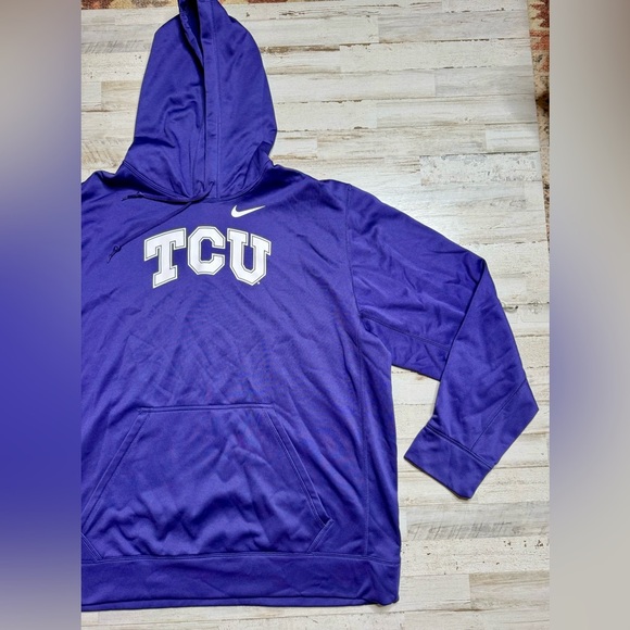 Nike Texas Christian University TCU Hoodie Men's XXL Purple Therma Fit - Picture 2 of 9